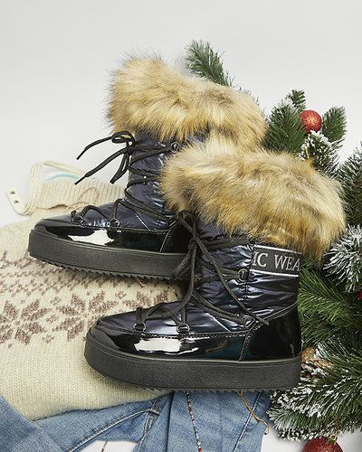 Темно-синие женские сапоги-слипоны с мехом Lilitsa- Footwear
