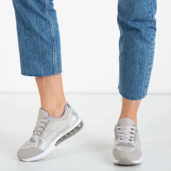 OUTLET Серебряные спортивные туфли с отделкой из змеиной кожи Obsession - Обувь
