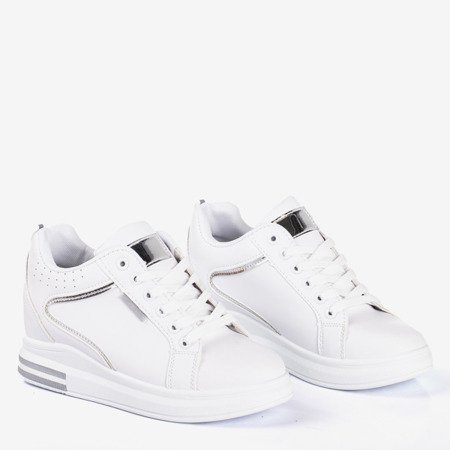 Бело-серебристые женские кроссовки на скрытой платформе  Marcja - Обувь