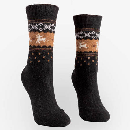 Черные женские носки с оленями, 3 шт. В упаковке - Носки
