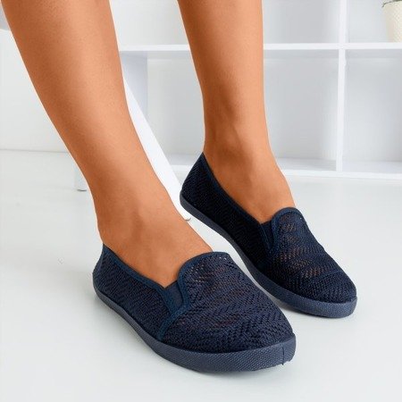 Синие женские ажурные слипоны Hessani - Обувь