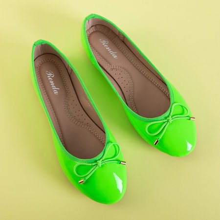 Зеленые неоновые женские лакированные балетки Suzzi