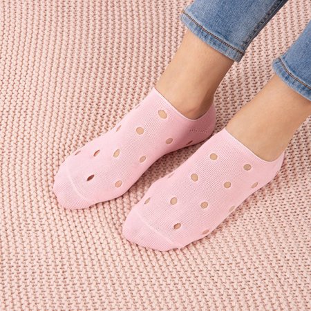 Женские розовые носки следки c декоративными отверстиями - Носки