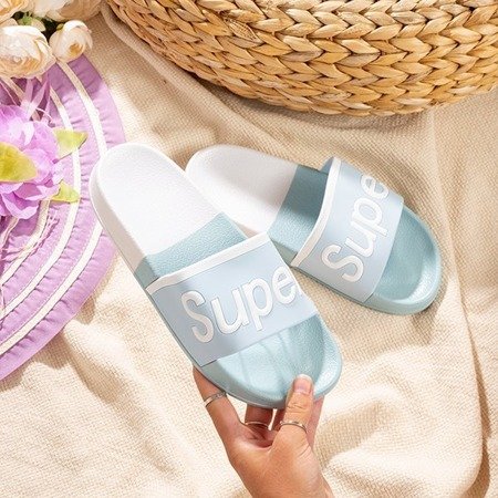 Женские синие тапочки с надписью Supera - Обувь