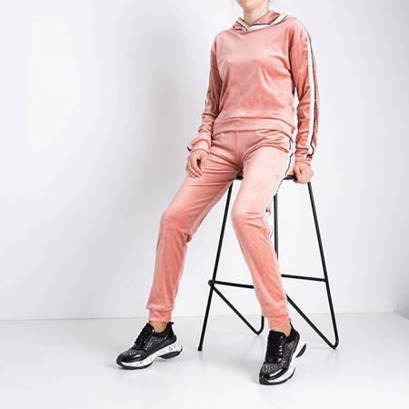 Женский комплект светло-розового свитшота в полоску - Одежда
