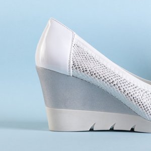 Бело-серебряные женские туфли на каблуках Noemia