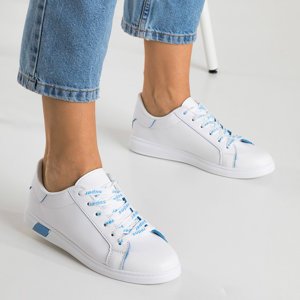 Белые женские кроссовки с синими вставками Xosi