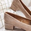 Бежевые эко-замшевые туфли на низком каблуке Linda - Обувь