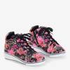 Черные кроссовки для девочек с цветами на танкетке Tutelida - Обувь