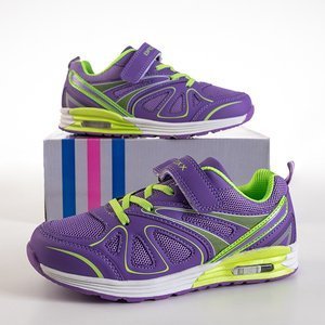 Фиолетовые детские кроссовки с зелеными вставками Witold