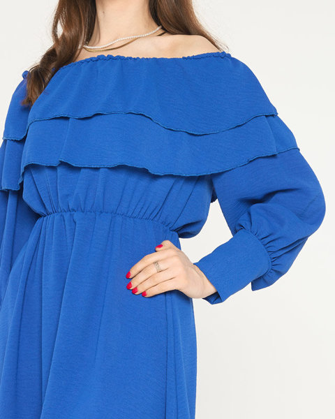 Кобальтово-синее платье с оборками