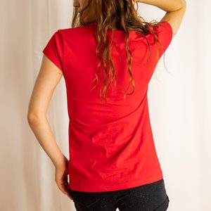 Красная женская футболка с цветным принтом (Турция)
