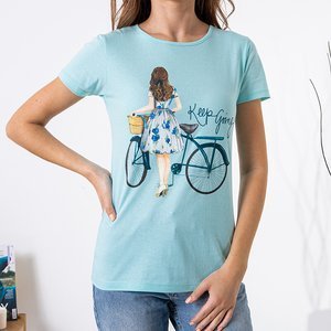Мятная женская футболка с принтом