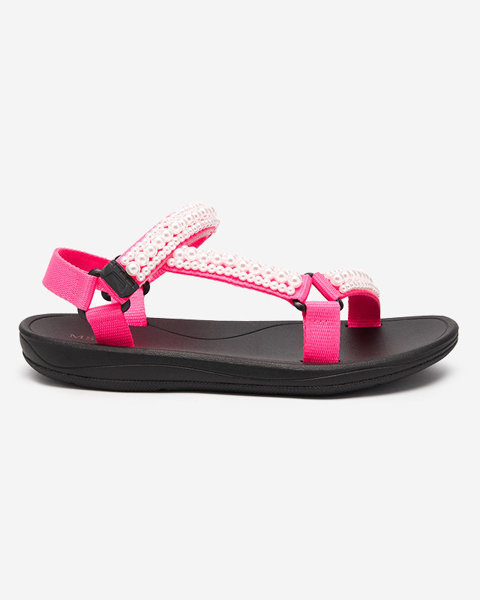 Неоново-розовые женские спортивные сандалии с жемчугом Dotiss- Обувь