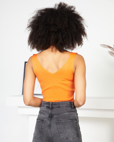 Оранжевый женский эластичный топ на бретелях - Одежда