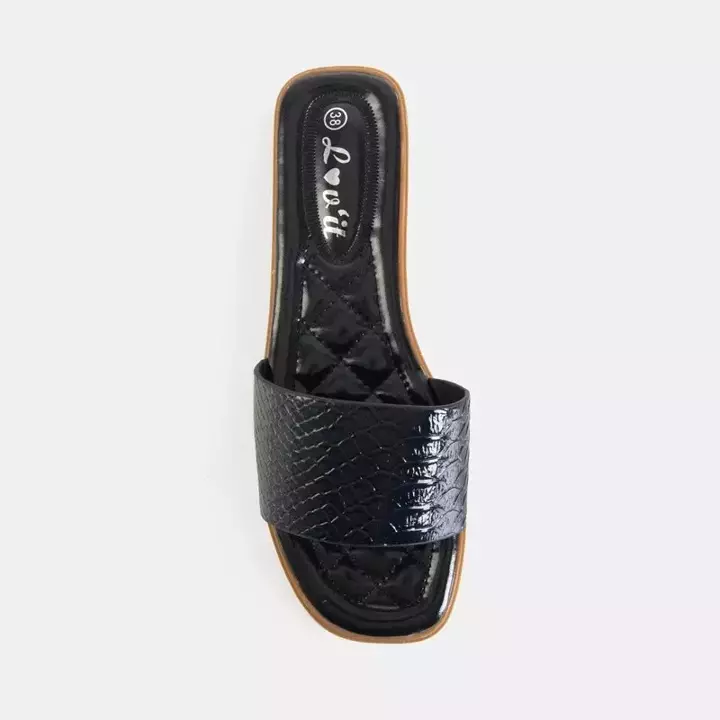 OUTLET Черные лакированные женские тапочки Serenis - Обувь