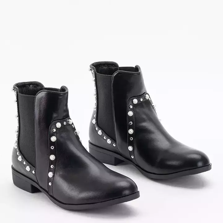 OUTLET Черные женские сапоги с жемчугом Натасии - Обувь