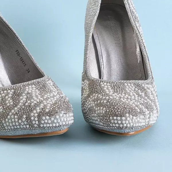 OUTLET Серебряные женские туфли-лодочки на шпильке Felix - Обувь