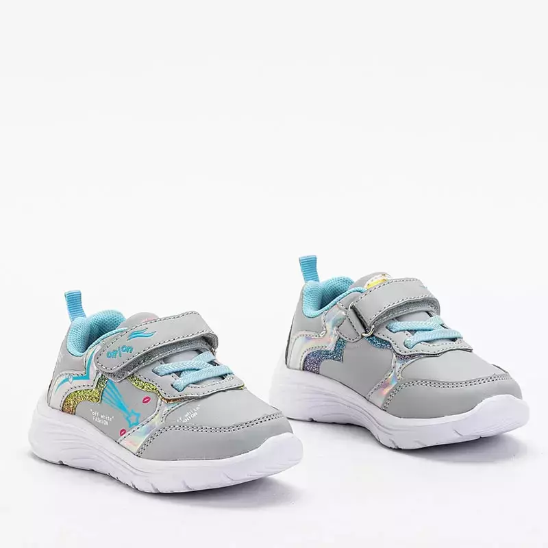 OUTLET Светло-серые спортивные туфли для девочек с принтом Jako- Footwear