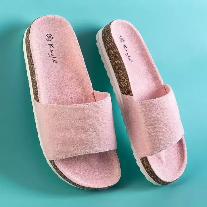 OUTLET Женские тапочки из эко-замши светло-розового цвета на плоской подошве Silveria - Обувь