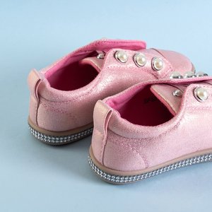 Розовые детские слипоны с жемчугом Мерена - Обувь
