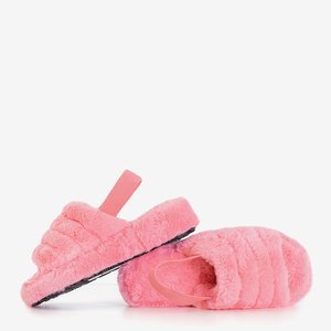 Розовые женские меховые тапочки Fornax - Обувь