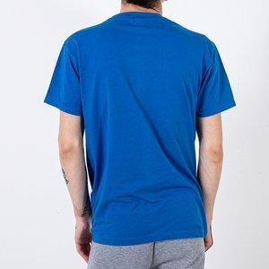 Синяя мужская футболка с принтом