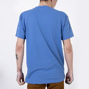 Синяя мужская футболка с принтом