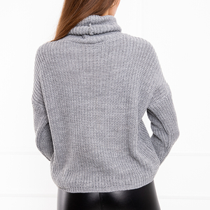 Темно-серый женский укороченный свитер