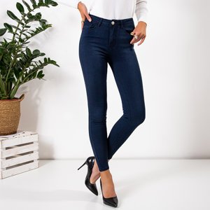 Темно-синие женские джинсовые брюки
