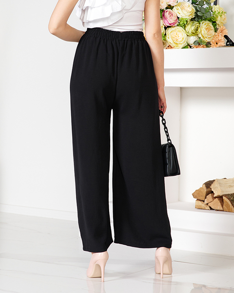 Женские черные широкие брюки палаццо - Одежда