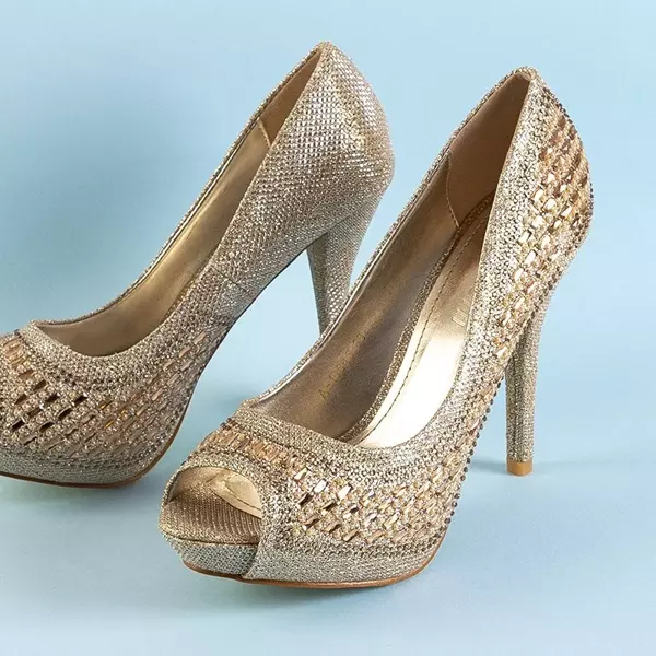 Женские парчовые туфли OUTLET Gold с фианитами Montesa - Обувь