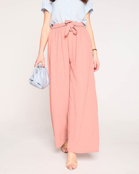 Женские розовые широкие брюки палаццо - Одежда