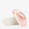 Женские светло-розовые голографические шлепанцы с манильской пряжкой - Обувь