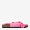 Женские тапочки Amassa неоново-розового цвета с бахромой - Обувь