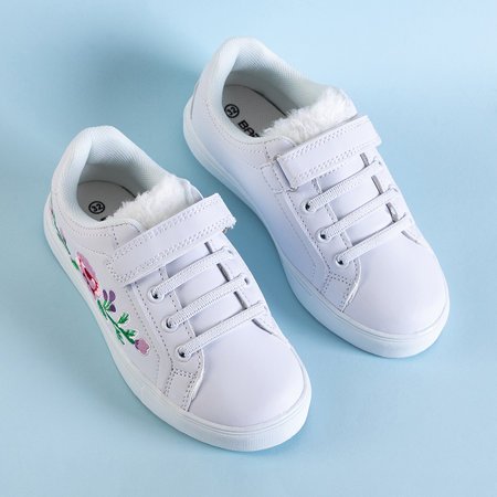 Білі дитячі кросівки з вишивкою Nicefora