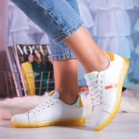 Білі та жовті кросівки з голографічною вставкою Dalia - Взуття 1
