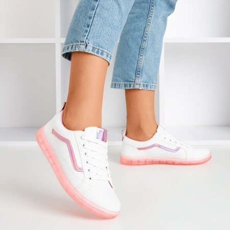 Білі жіночі кросівки з рожевою голографічною вставкою Domsca - Взуття 1