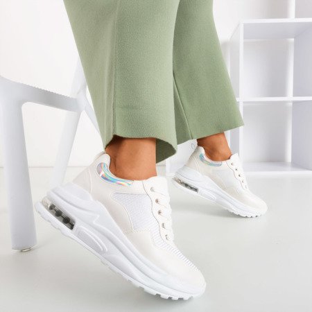 Білі жіночі спортивні кросівки з голографічними вставками з пігулок - Взуття 1
