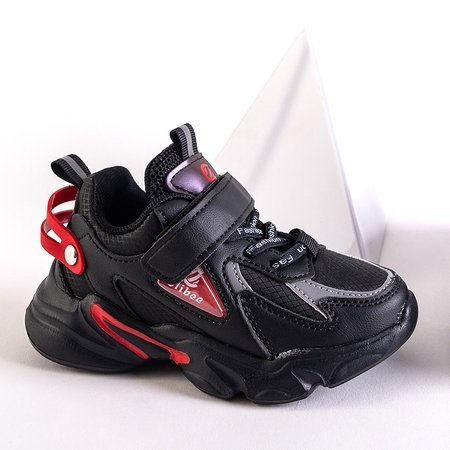 Чорні дитячі кросівки з червоними елементами Pella