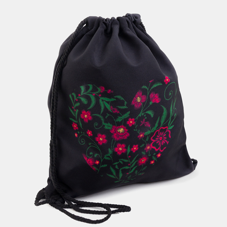Чорний рюкзак з квітковим принтом