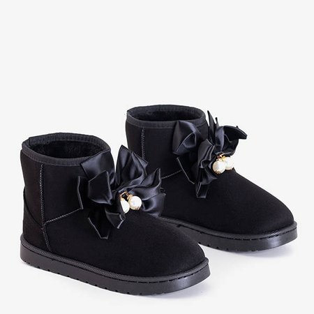 Дитячі чорні снігові черевики з перлами Mira - Взуття