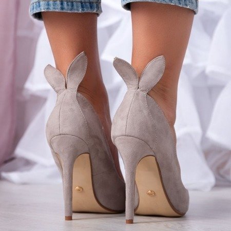 Сірі туфлі на шпильках з вушками на п'ятці Felisiti- Взуття 