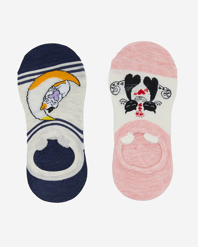 Темно-сині та рожеві жіночі шкарпетки з тваринним принтом 2/уп. - Нижня білизна