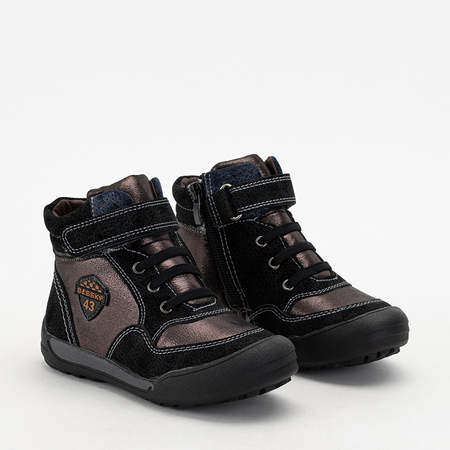 Утеплені дитячі черевики в темно-сірому кольорі Poque