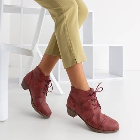 Жіночі червоні ботильйони на шнурівці на низькому каблуці Liboa - Взуття