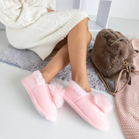 Жіночі хутряні тапочки рожевого кольору - Взуття