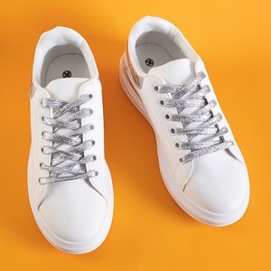 Білі жіночі кросівки з срібними вставками Pamelia