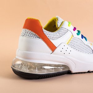 Білі жіночі кросівки з вставками в помаранчевому кольорі Nelini