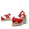Червоні босоніжки з бантом на низькому клині Moca - Взуття 1
